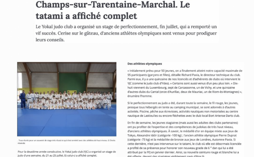 PRESSE - STAGE JUDO ETE