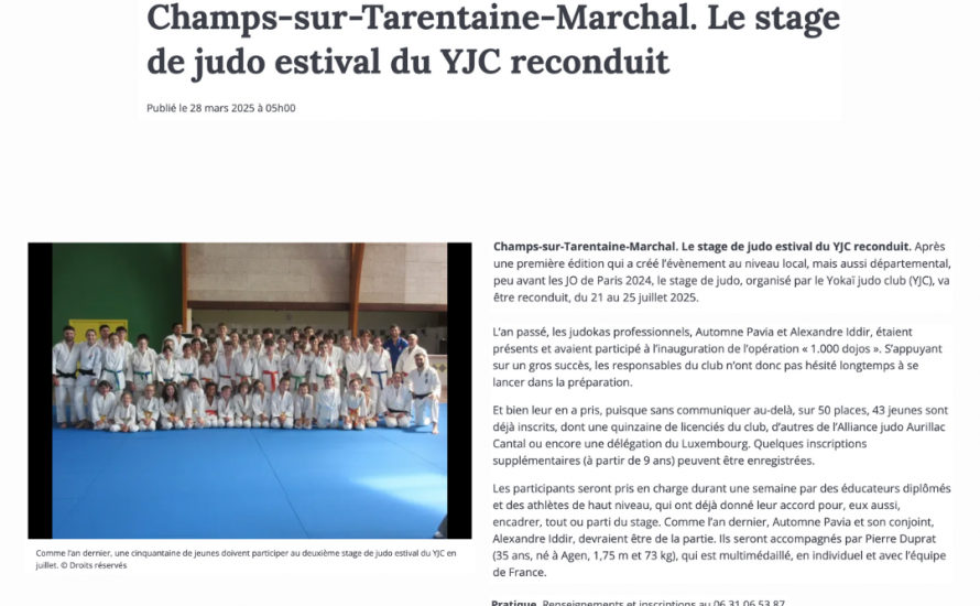 PRESSE - STAGE JUDO ETE